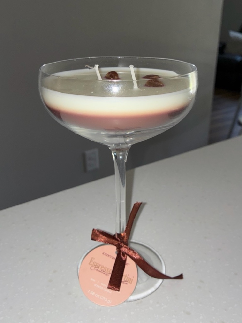 Espresso Martini Layered Candle in Clear Glass - Cream & Brown